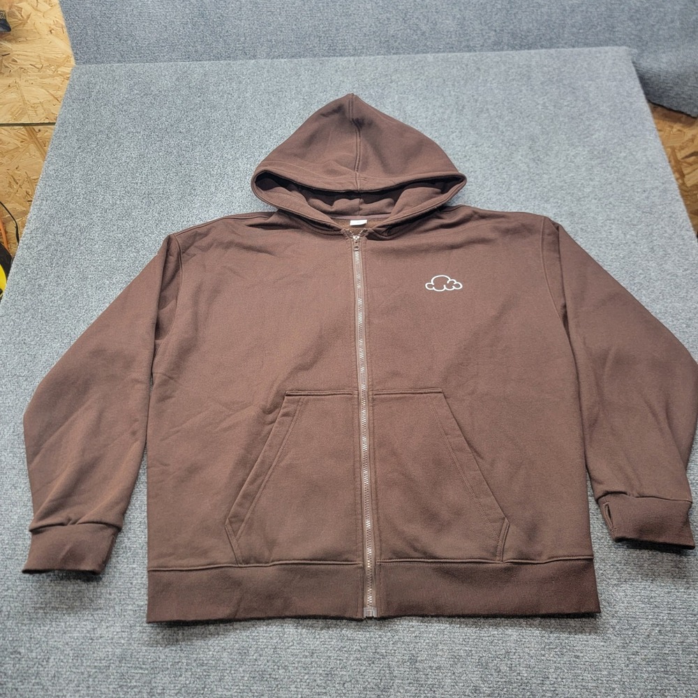 Cloud Nine Mens XL Brown Anxiety Stress Ball ADHD Fleece Hoodie Thumbholes